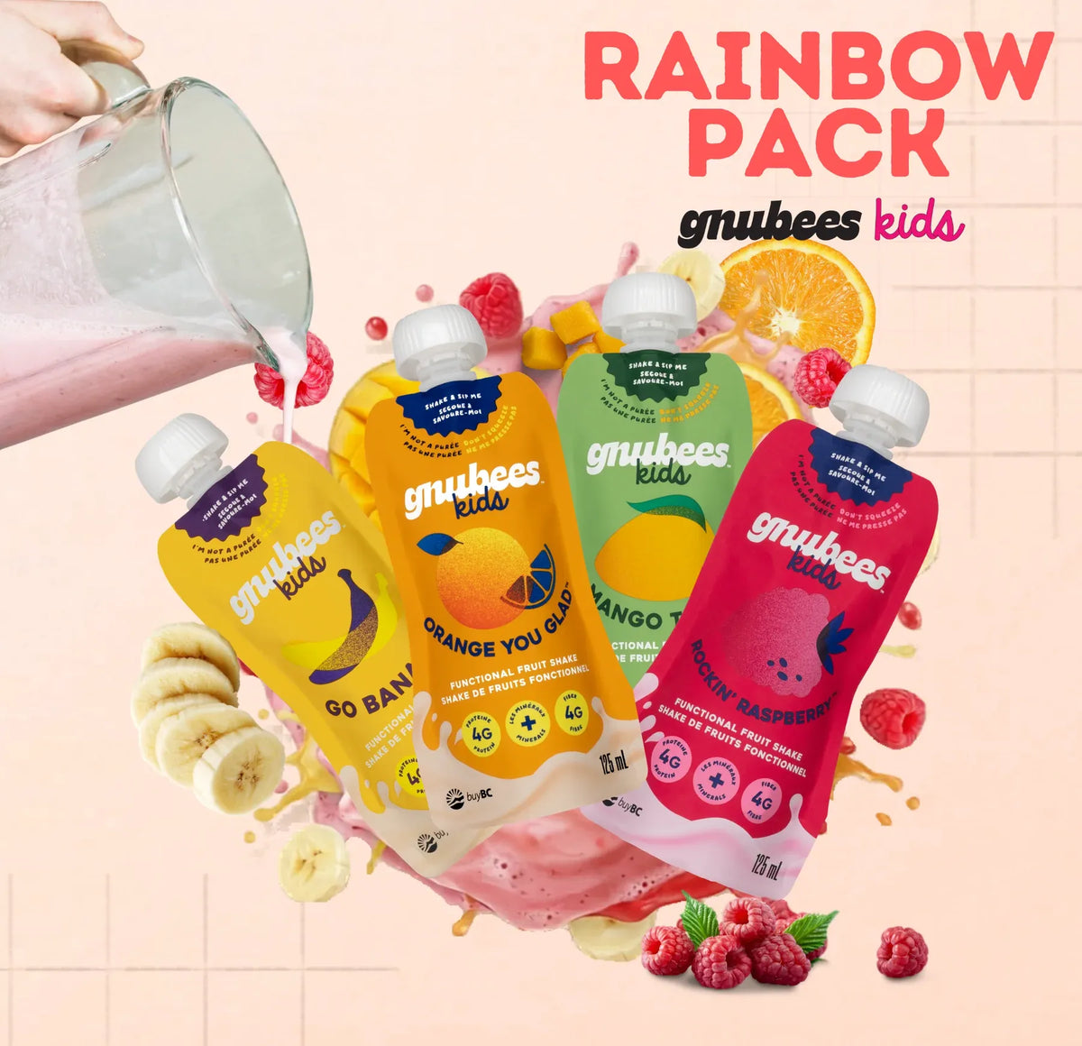 Gnubees Kids Rainbow Pack - Box with 12 pouches