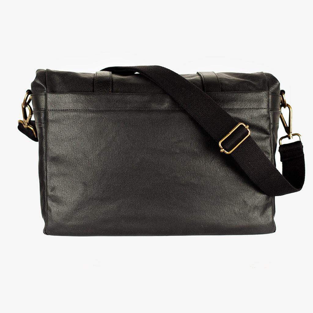 Black Waxed Canvas Camera Bag thick foam padding for camera safety