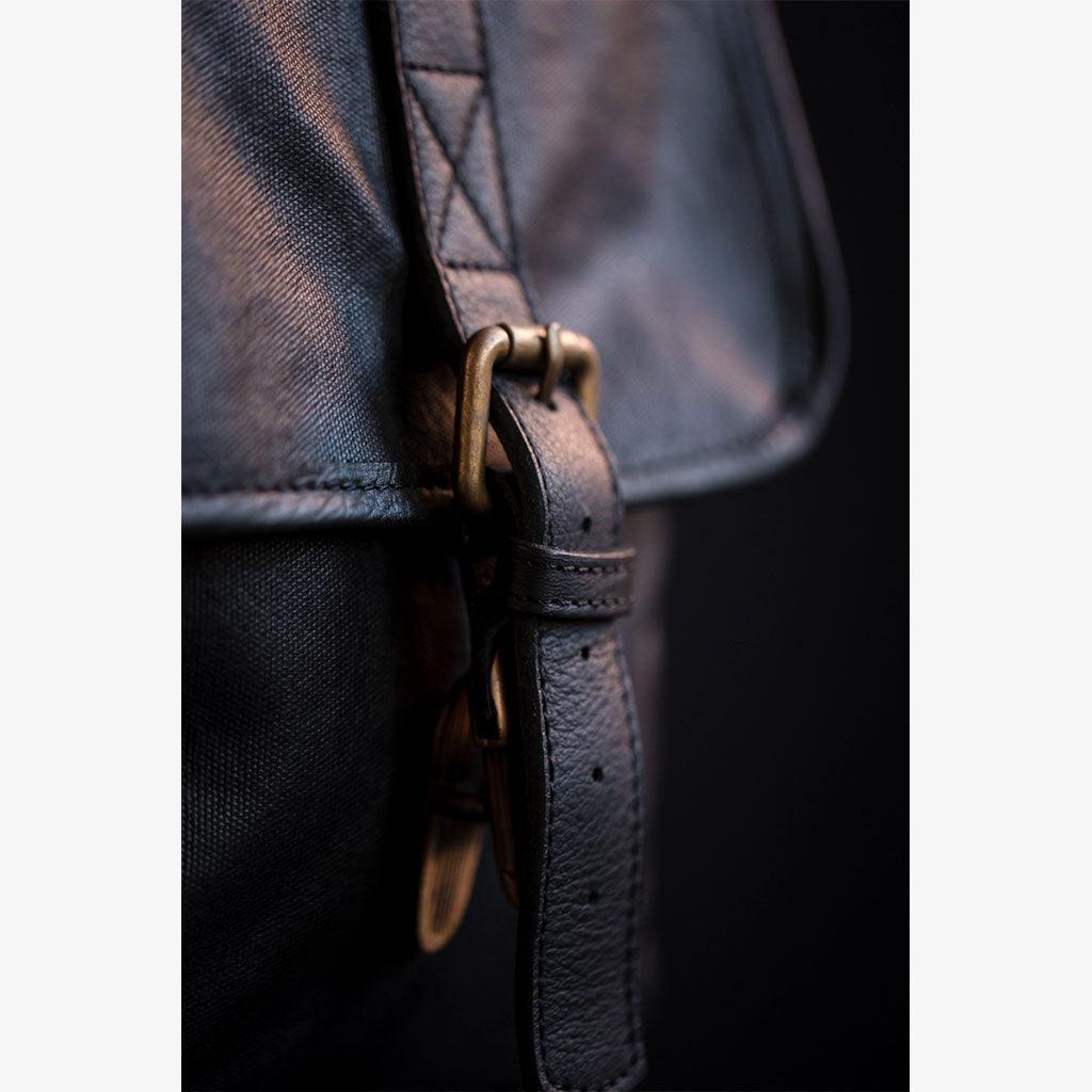 Black Waxed Canvas Camera Bag waxed for water resistance and durability