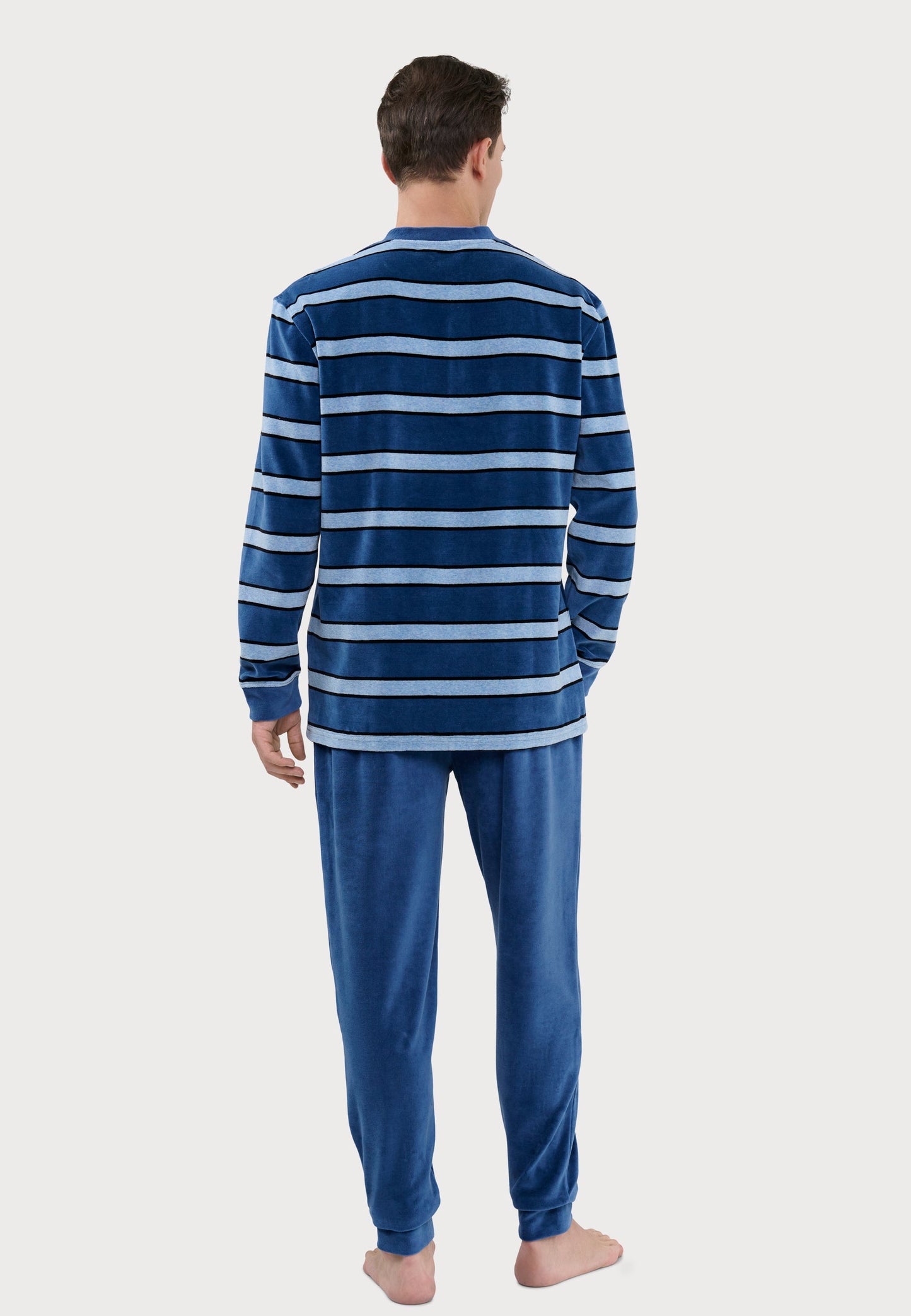 Ropa de dormir hombre invierno azul terciopelo