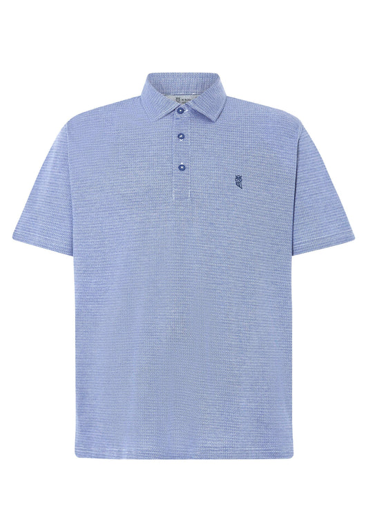 Polo Hombre Manga Corta Premium Algodón Geométrico - Azul 0008_33
