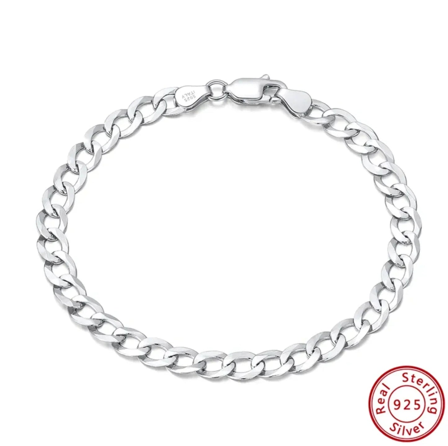 Pulsera Tucana · Cadena de eslabones cubanos de plata de ley 925 bañada en platino