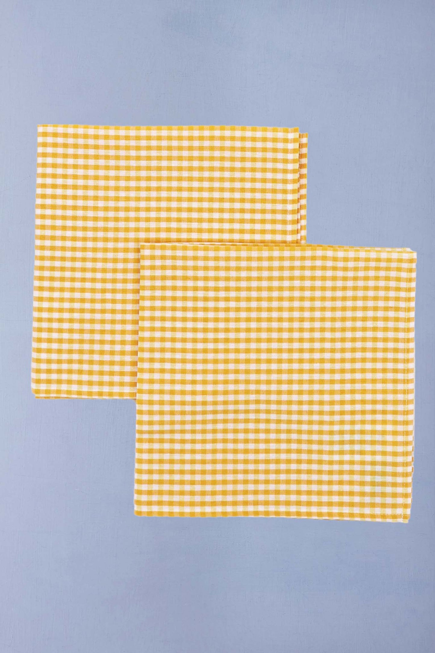 Manteles de cuadro vichy amarillo, 100% algodón, estilo campestre, set de 2 piezas.