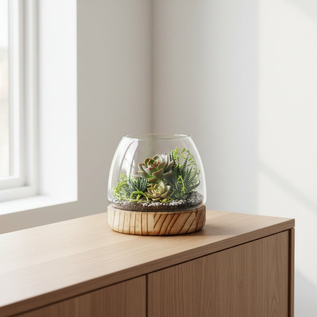 Terario Pequeño en madera de tung Natural - 13x13cm