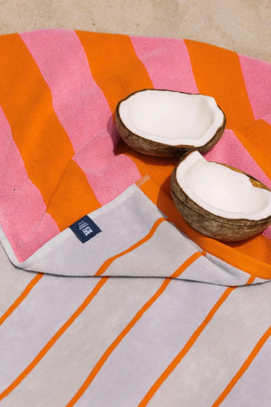 Toalla playa reversible rosa y naranja 100x182 cm