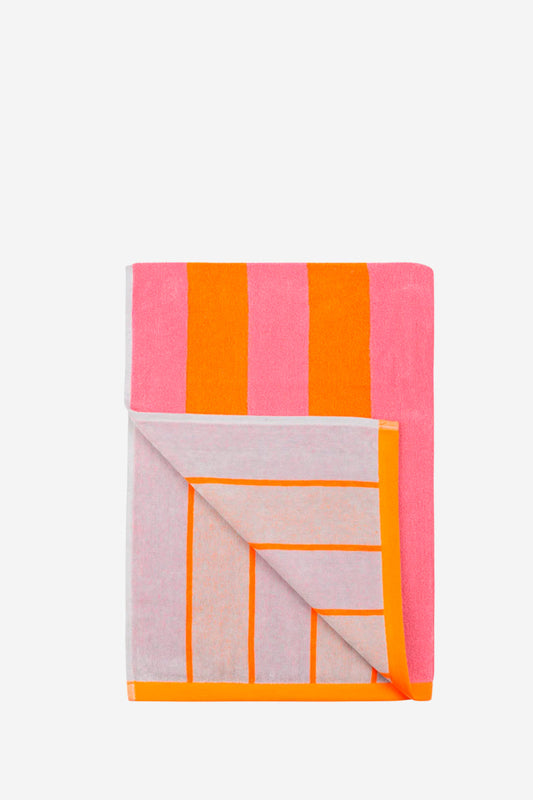 Toalla playa reversible rosa y naranja 100x182 cm