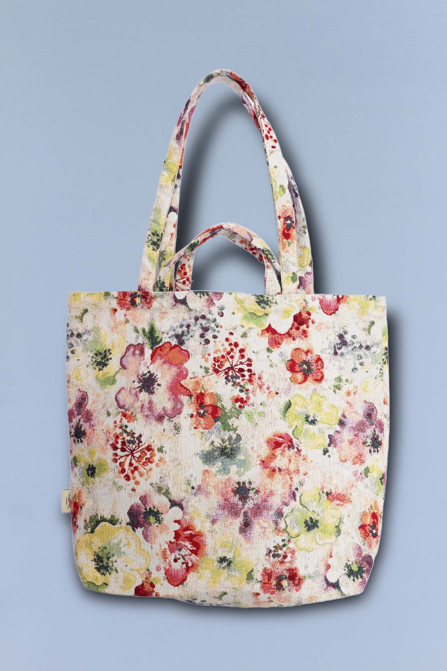 Tote Bag tejido jacquard flores amapolas