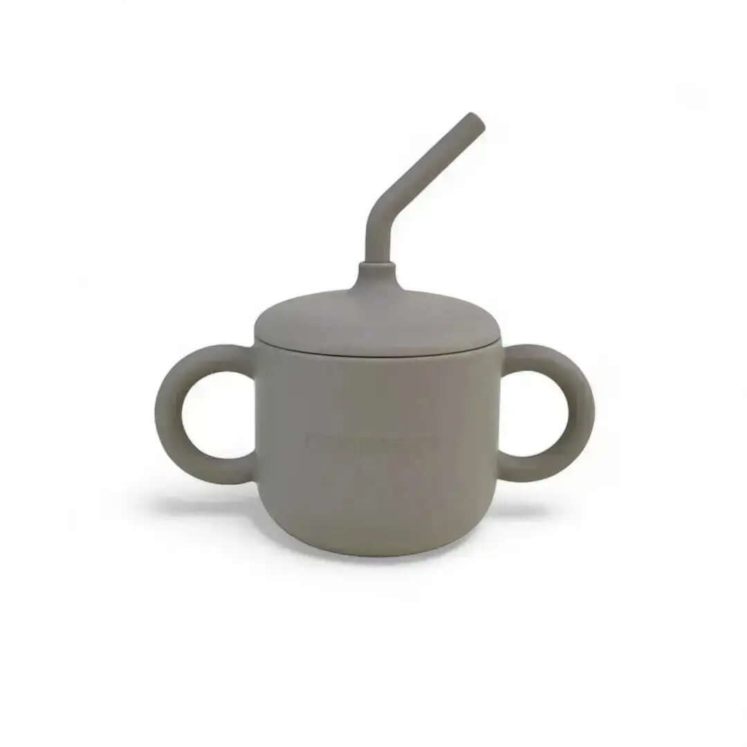 Kit Deluxe Babero + Vajilla BLW Gris 9 Piezas de Silicona orgánica con ventosas Nenina & Co