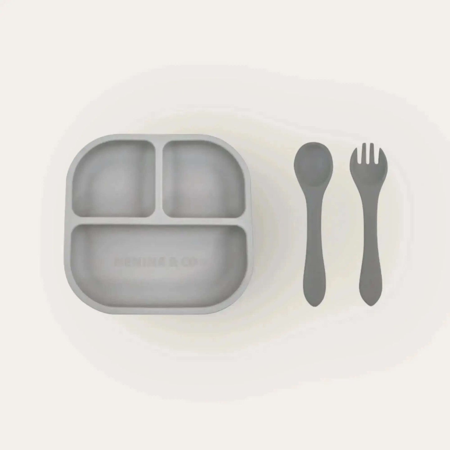 Vajilla BLW Gris 9 Piezas de Silicona orgánica con ventosas Nenina & Co