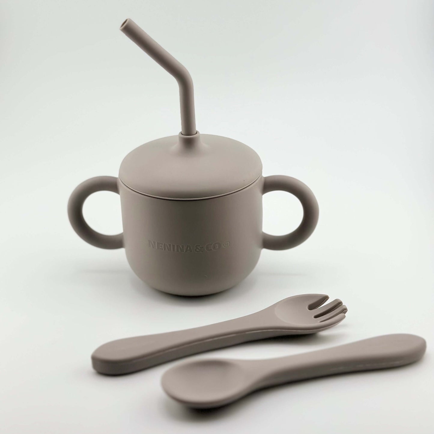 Vajilla BLW Gris 9 Piezas de Silicona orgánica con ventosas Nenina & Co