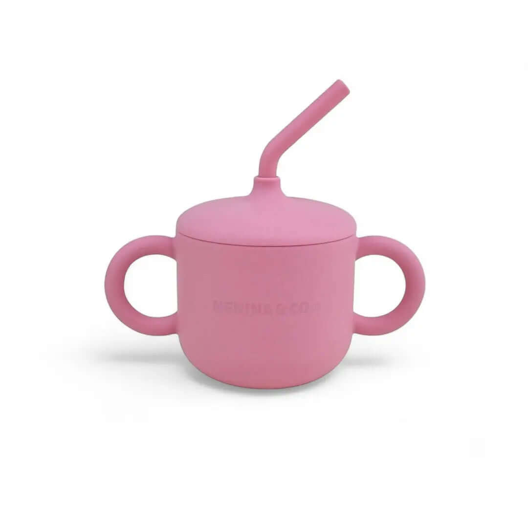 Kit Deluxe Vajilla + Babero BLW Pink 9 Piezas de Silicona orgánica con ventosas Nenina & Co