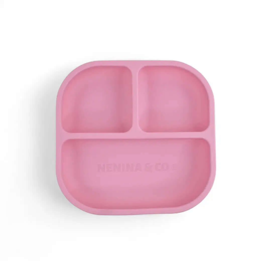 Kit Deluxe Vajilla + Babero BLW Pink 9 Piezas de Silicona orgánica con ventosas Nenina & Co