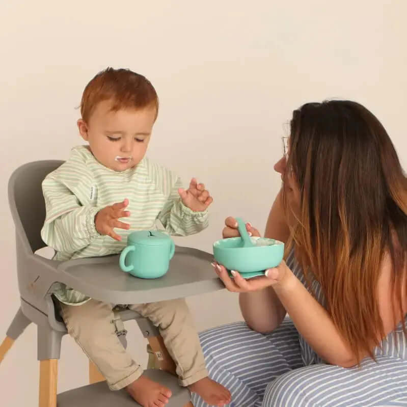 Vajilla BLW Turquesa 9 Piezas de Silicona orgánica con ventosas Nenina & Co