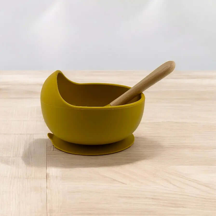 Vajilla Mango Bowl + Cuchara Silicona Organica y Bamboo Ecológico