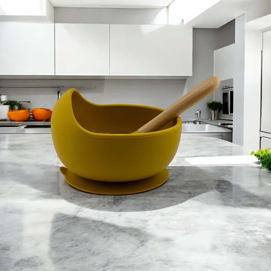 Vajilla Mango Bowl + Cuchara Silicona Organica y Bamboo Ecológico