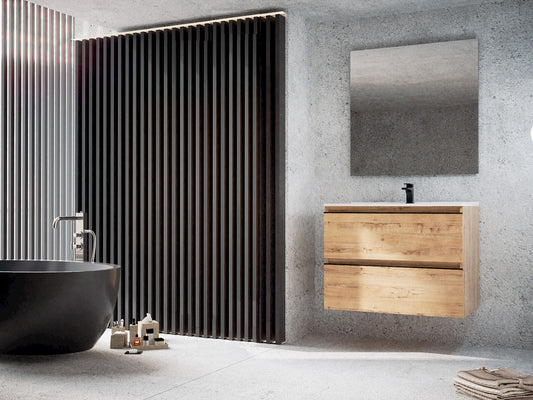 Mueble de baño Madison Top conjunto completo 2 cajones Roble Ostippo