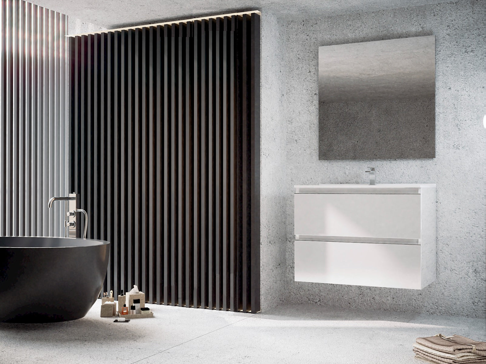 mueble de baño blanco suspendido Blanco Brillo