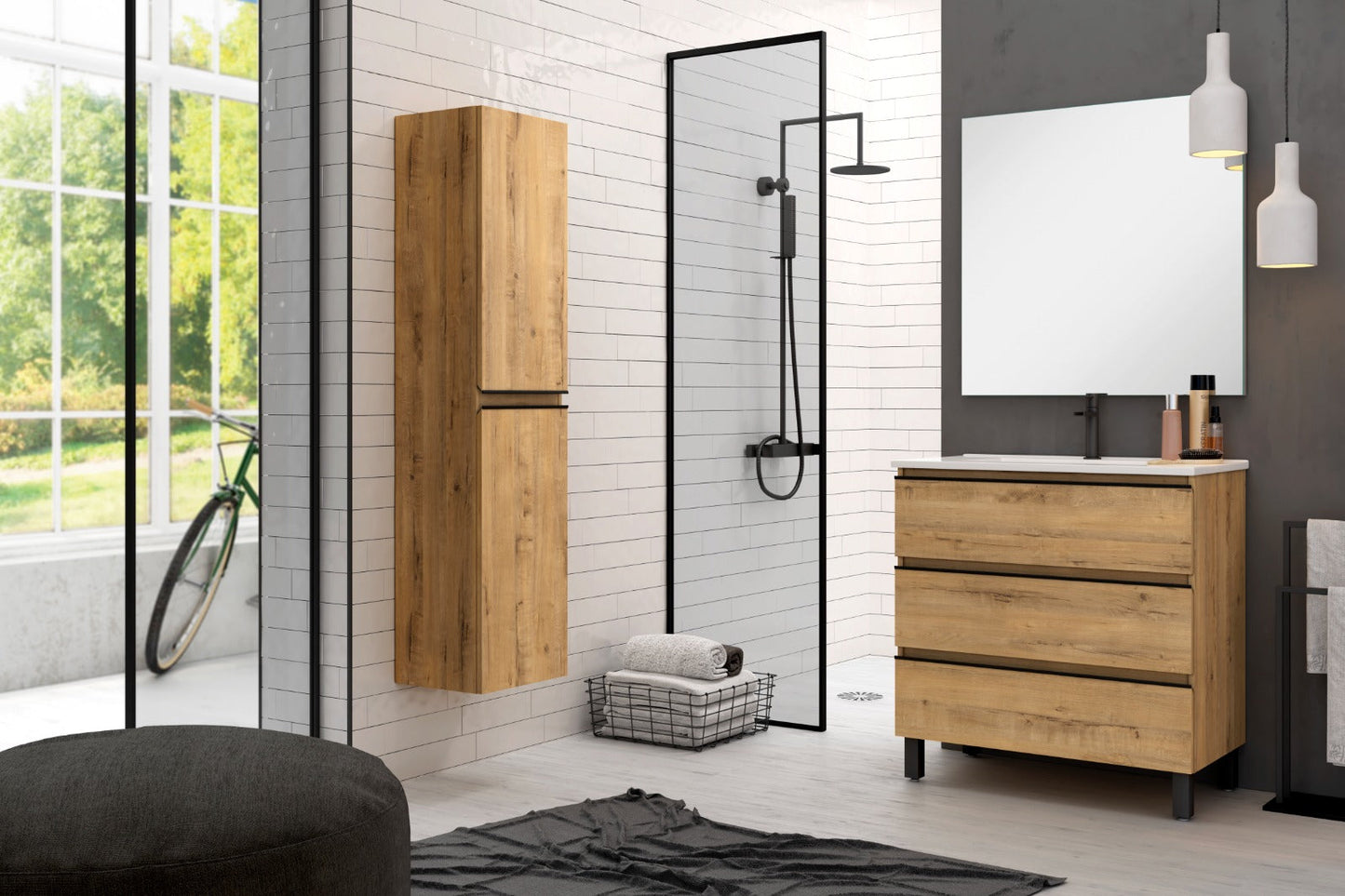 BATHME MADISON TOP Conjunto Completo Mueble 3 Cajones Roble Ostippo