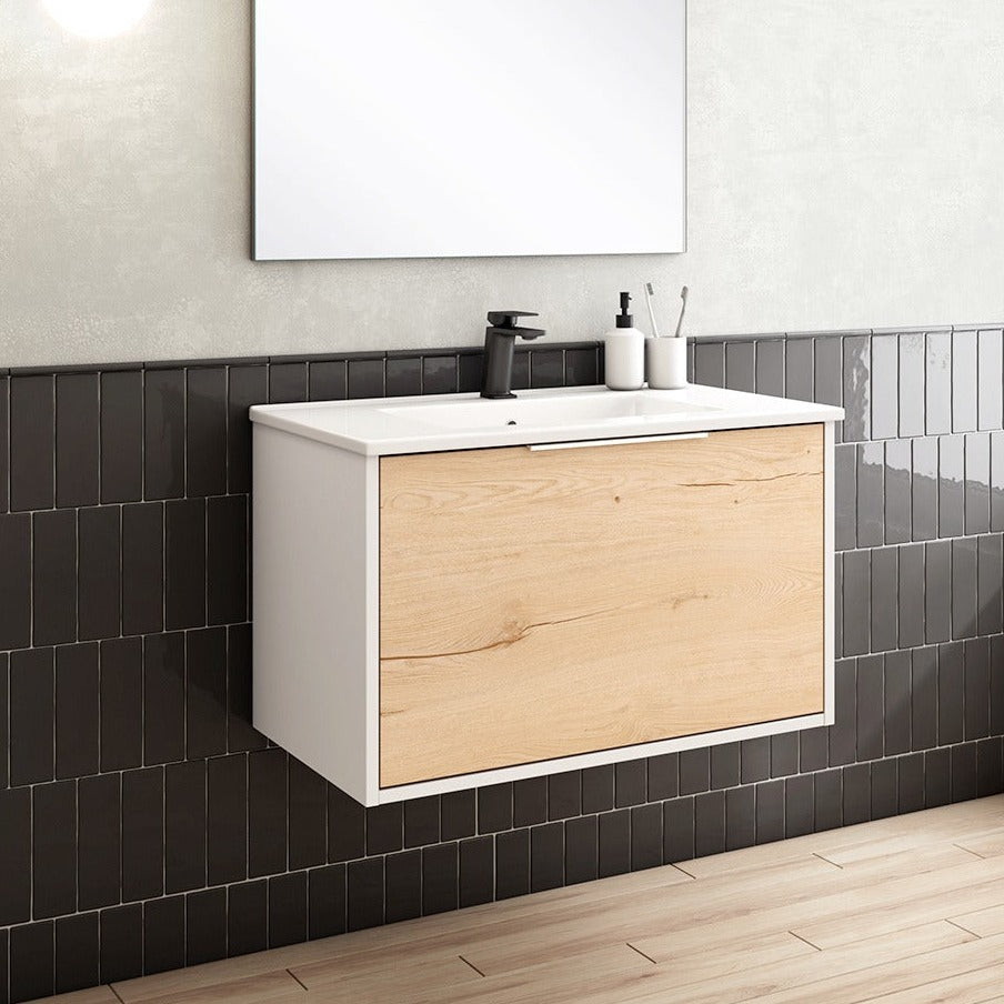 Mueble de Baño Completo 80 cm Blanco diseño suspendido moderno
