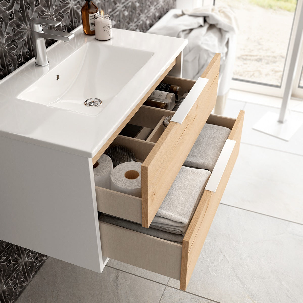 BATHME TWO Conjunto Mueble de Baño Completo 80 cm Blanco
