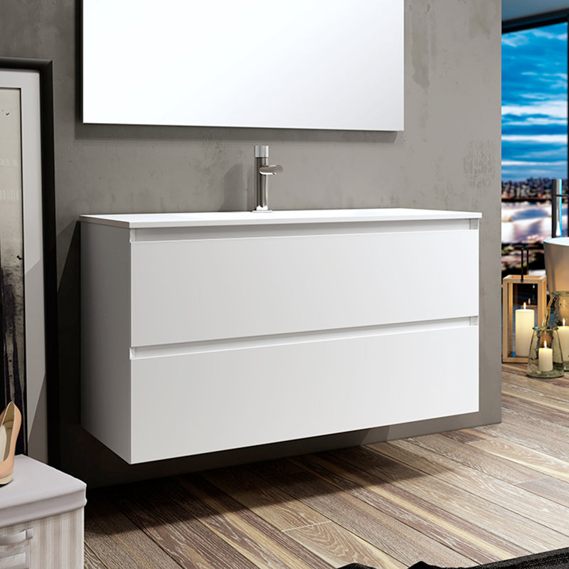 Pack Mueble baño Paris Blanco Mate con instalación suspendida y diseño moderno