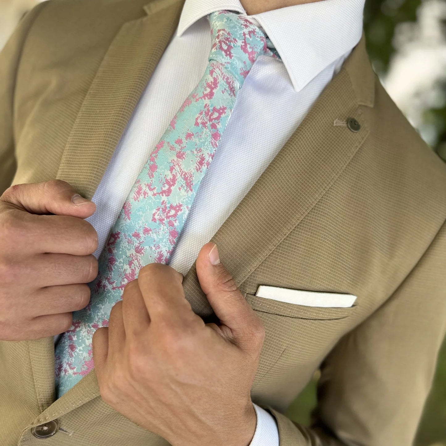 Algodón de azúcar · corbata azul pálido y rosa