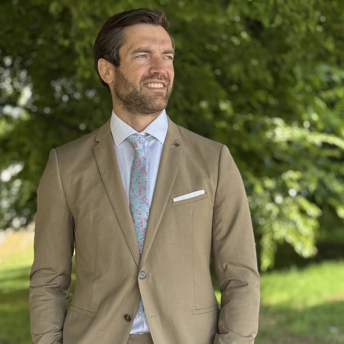 Algodón de azúcar · corbata azul pálido y rosa