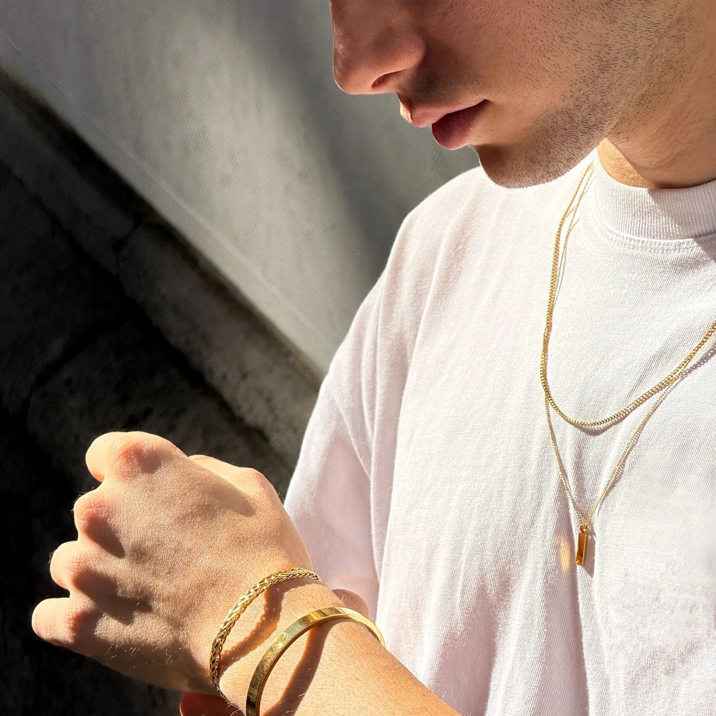 Collar Alnitak · Collares con colgante para hombre de acero inoxidable enchapado en oro de 18 k