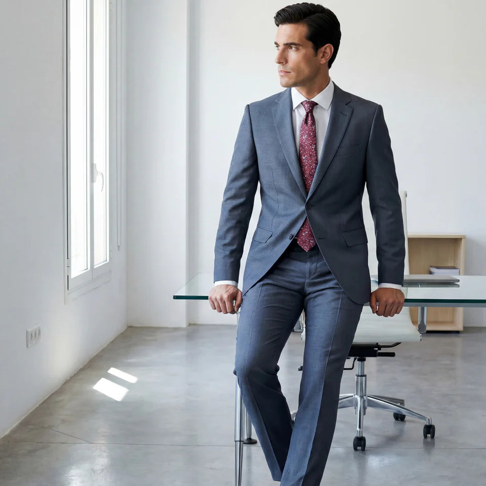 Auvergne · corbata floral de color rojo intenso