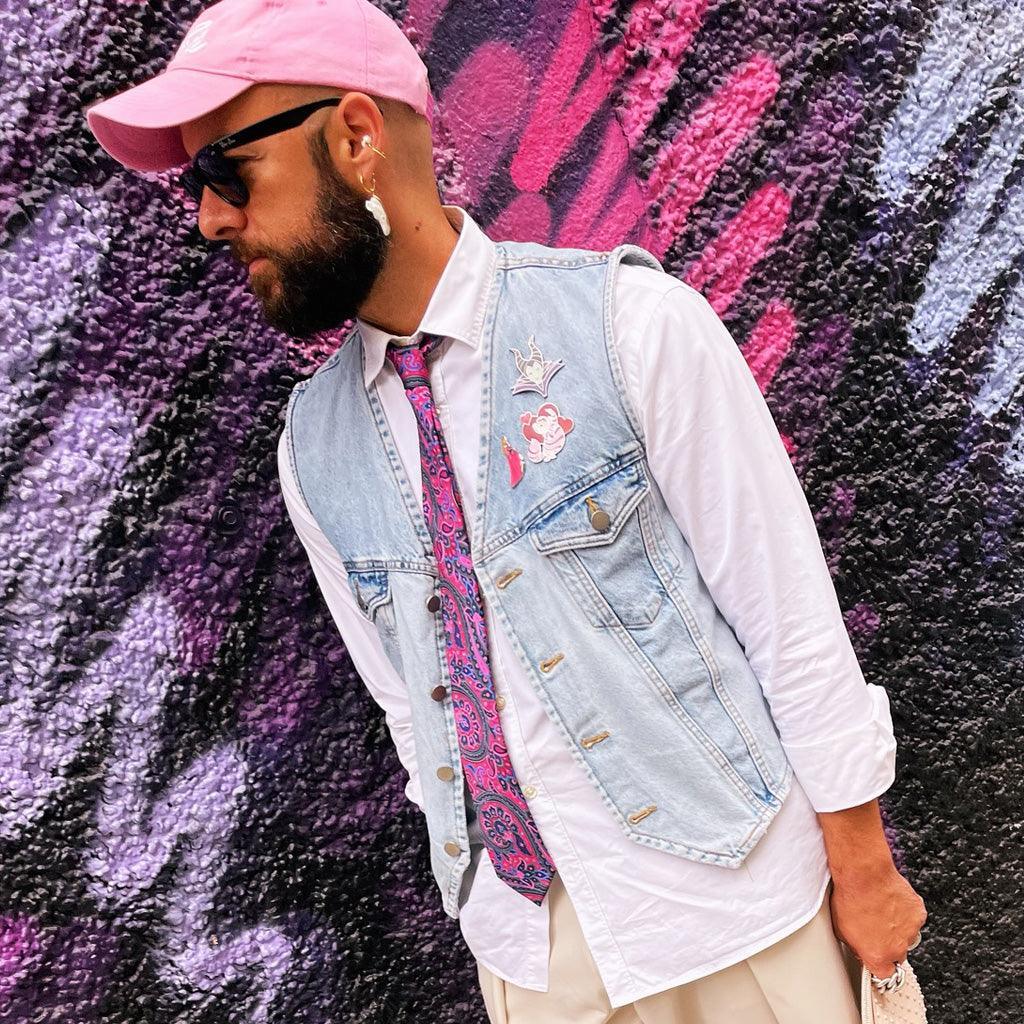 Avignon · corbata con estampado paisley rosa