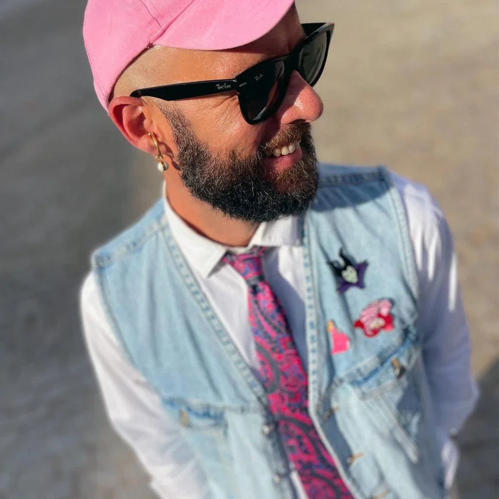 Avignon · corbata con estampado paisley rosa