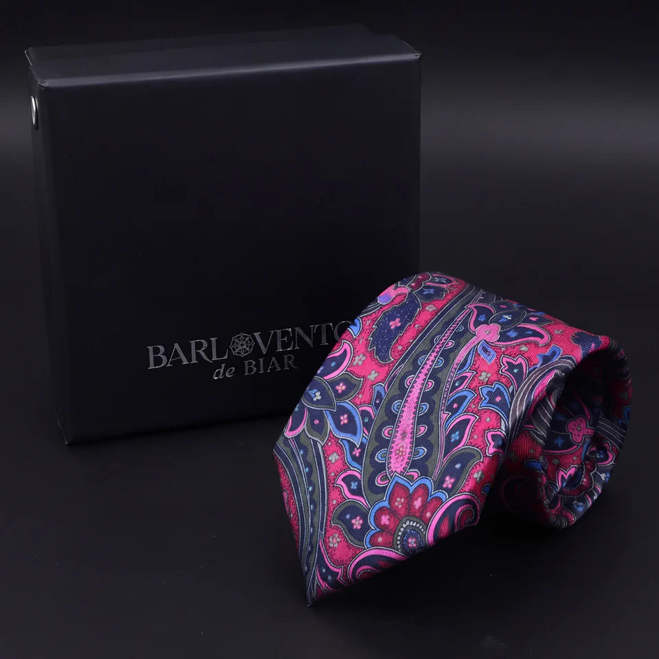 Avignon · corbata con estampado paisley rosa