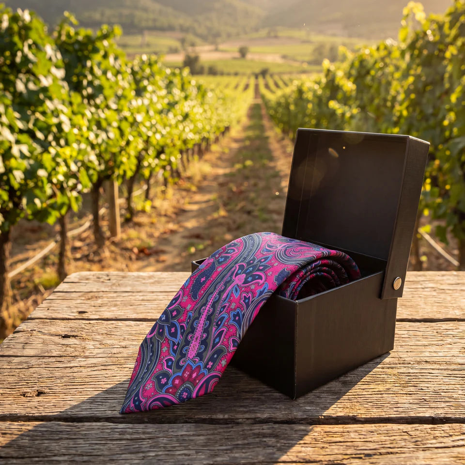 Avignon · corbata con estampado paisley rosa