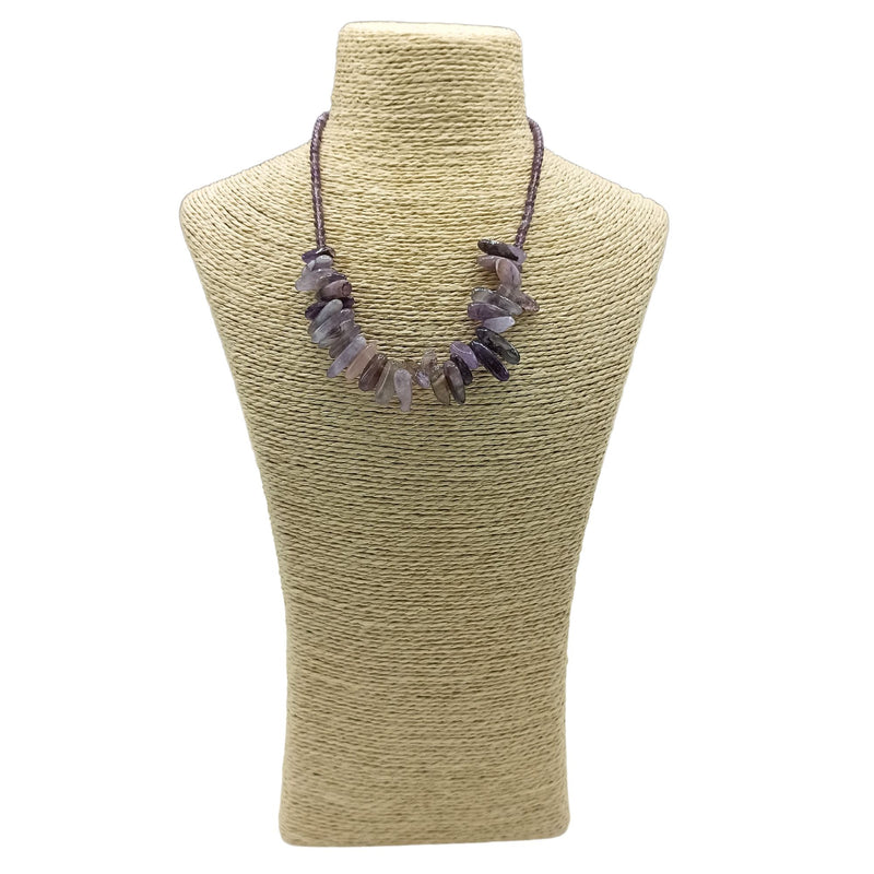 Collar de gemas de piedra larga - Amatista