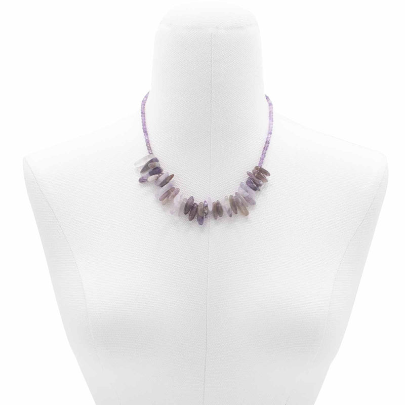 Collar de gemas de piedra larga - Amatista