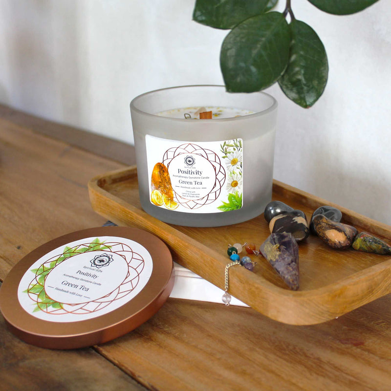 Vela de Té Verde y Piedra Preciosa Citrino - Positividad