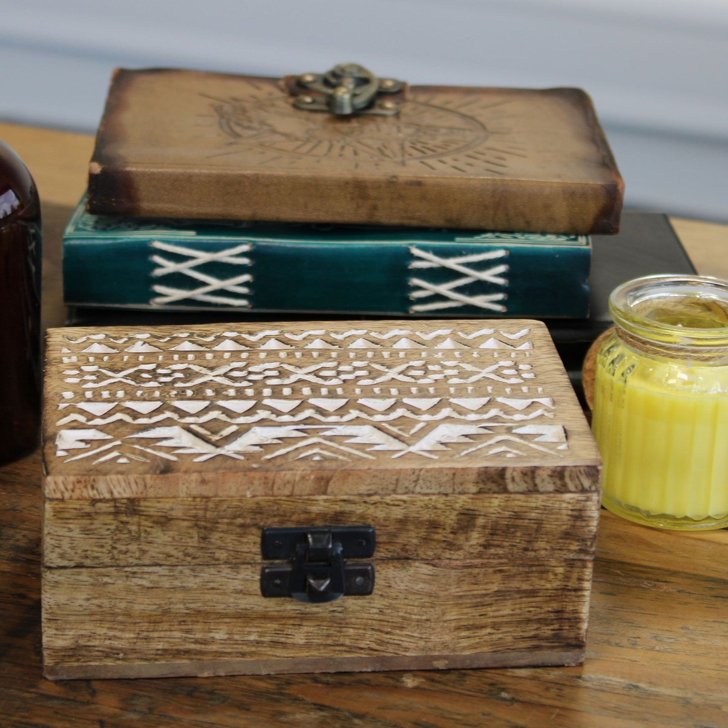 Caja de Madera Blanca - 6x4 Pastillero Diseño Eslavo