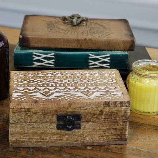 Caja de Madera Blanca - 6x4 Pastillero Diseño Eslavo