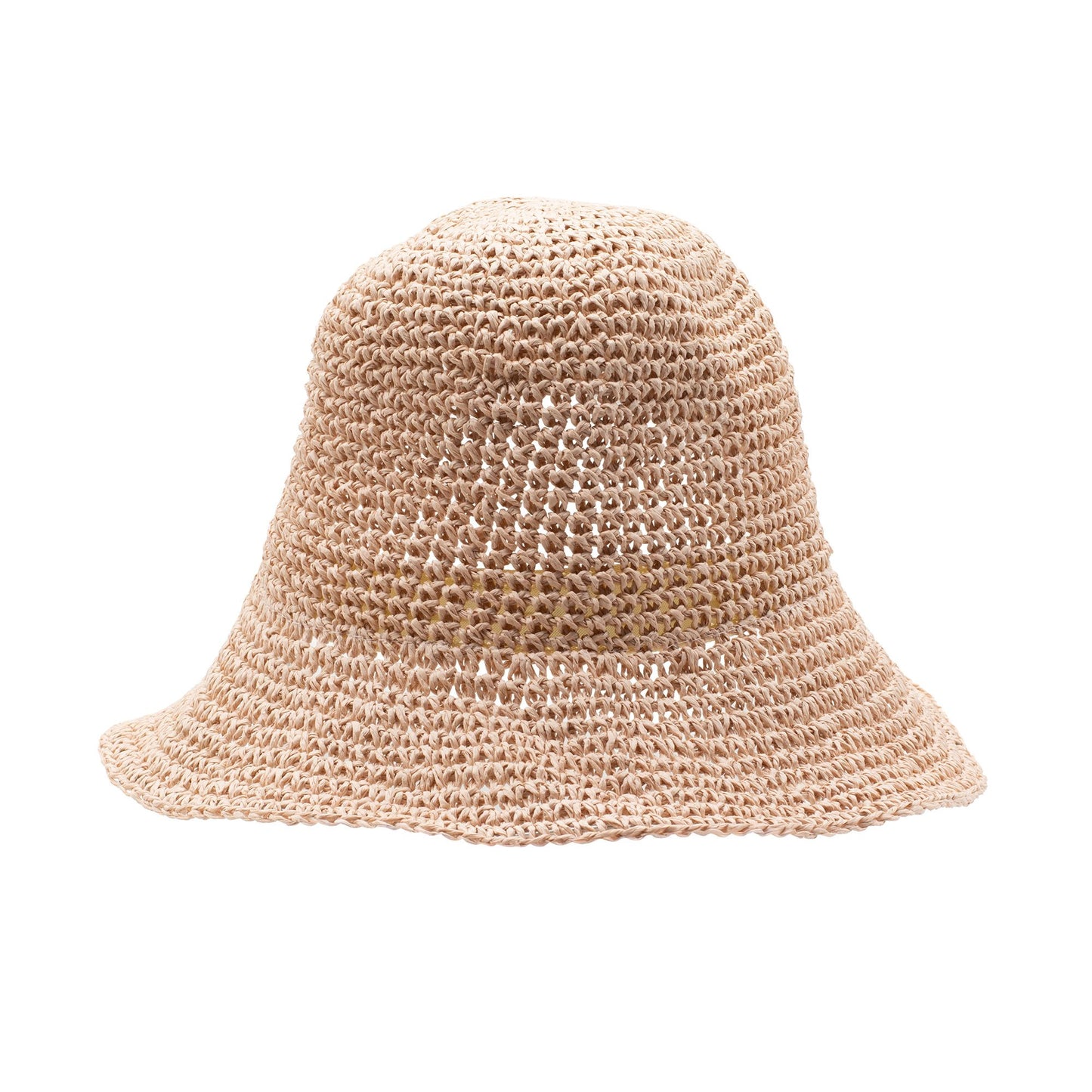 Sombrero de paja tejido en color beige, estilo sombrero de playa, ideal para el verano y protección solar.