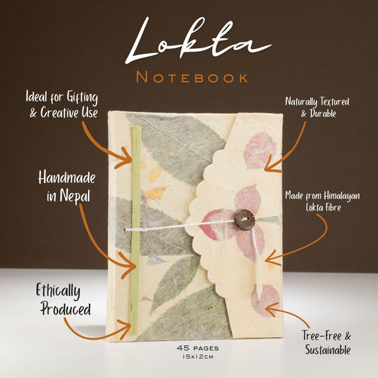 Cuaderno grande de Lokta Bougainvillea (15x12cm) - 45 hojas