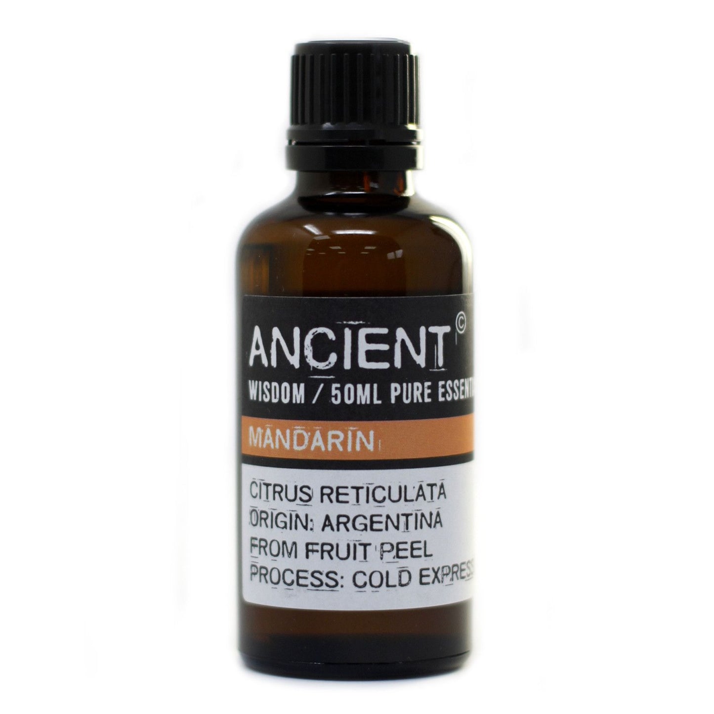 Aceite esencial de mandarina 50ml, botella de vidrio ámbar, origen Argentina, con extracción en frío.