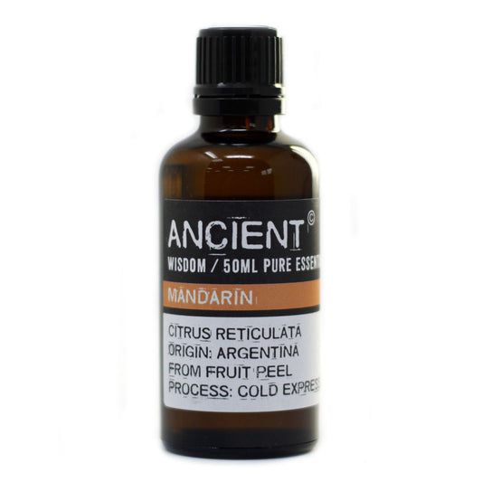 Aceite esencial de mandarina 50ml, botella de vidrio ámbar, origen Argentina, con extracción en frío.