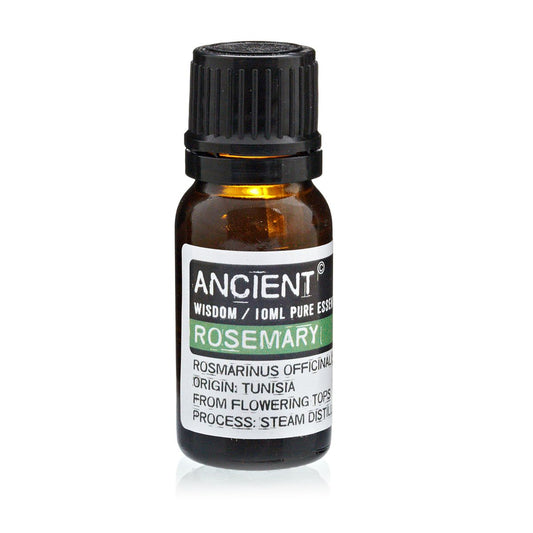Aceite esencial de romero, botella ámbar de 10 ml, origen Túnez, destilado al vapor, estilo natural.
