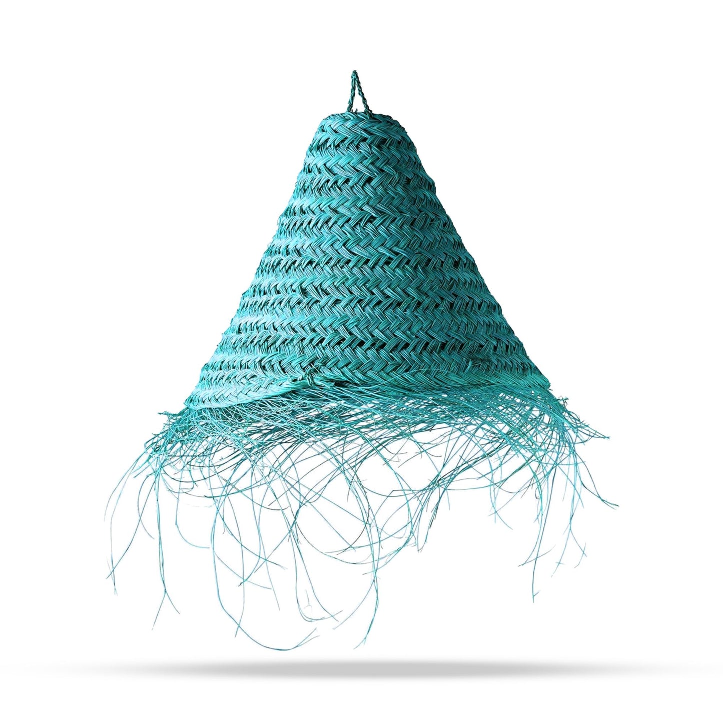 Pantalla de Lámpara de Suspensión Turquesa Trenzada - 20x15cm