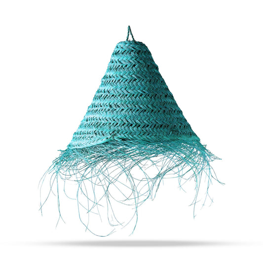 Pantalla de Lámpara de Suspensión Turquesa Trenzada - 20x15cm