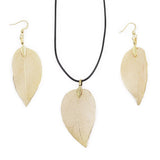 Conjunto de collar y aretes - Hoja de valor - Oro