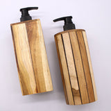 Dispensador de jabón de madera de teca natural - Redondo