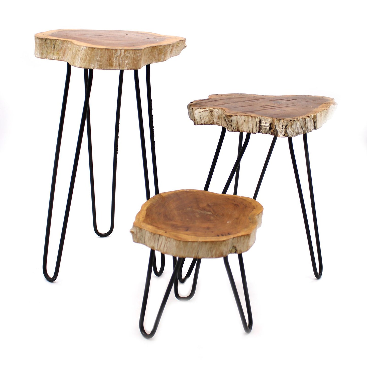 Juego de 3 maceteros de madera Gamell - Whitewash