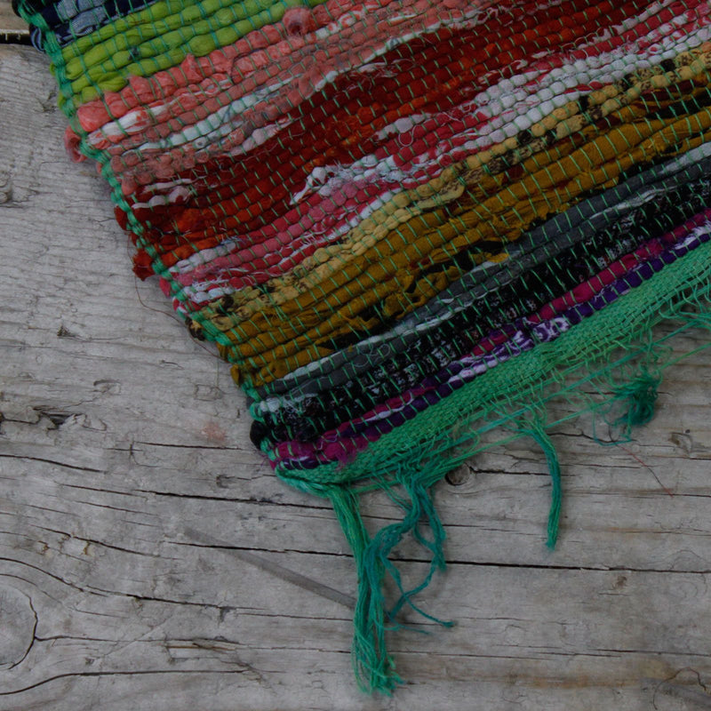 Alfombra de trapo de lujo de 151 x 90 cm - Verde