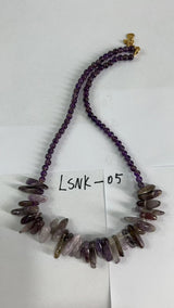Collar de gemas de piedra larga - Amatista